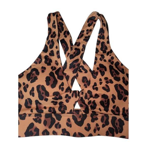 Fabletics Sports Bra S Women's Leopard Print Oasis Twist Medium Impact Strappy - Picture 3 of 8